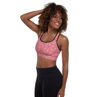 Abstract Pink Padded Sports Bra