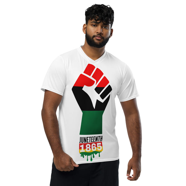 Recycled Juneteenth Fist unisex sports jersey